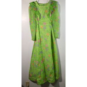 Womens Vintage 70s Homemade Floral Maxi Dress XS Flaw Read